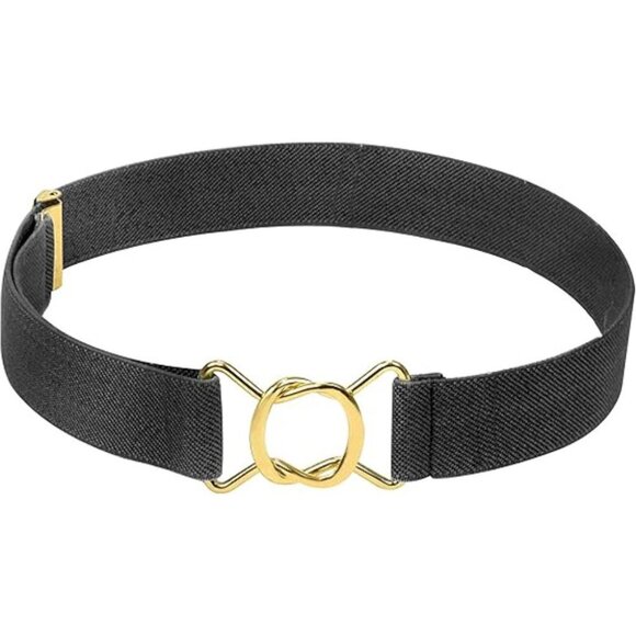HOLD’EM Kids Belts for Boys Toddler Brass Twisted Elastic Buckle Belt - Black - Picture 1 of 7